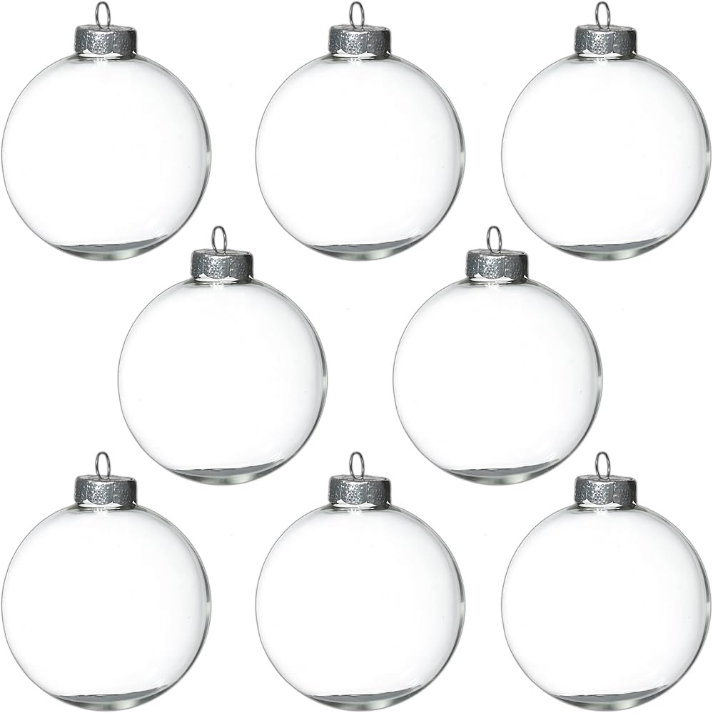 12 Pack Clear Glass Ball Ornaments 3.15 Inch for Crafts DIY, Large 80mm Fillable Ornaments to Pai... | Amazon (US)