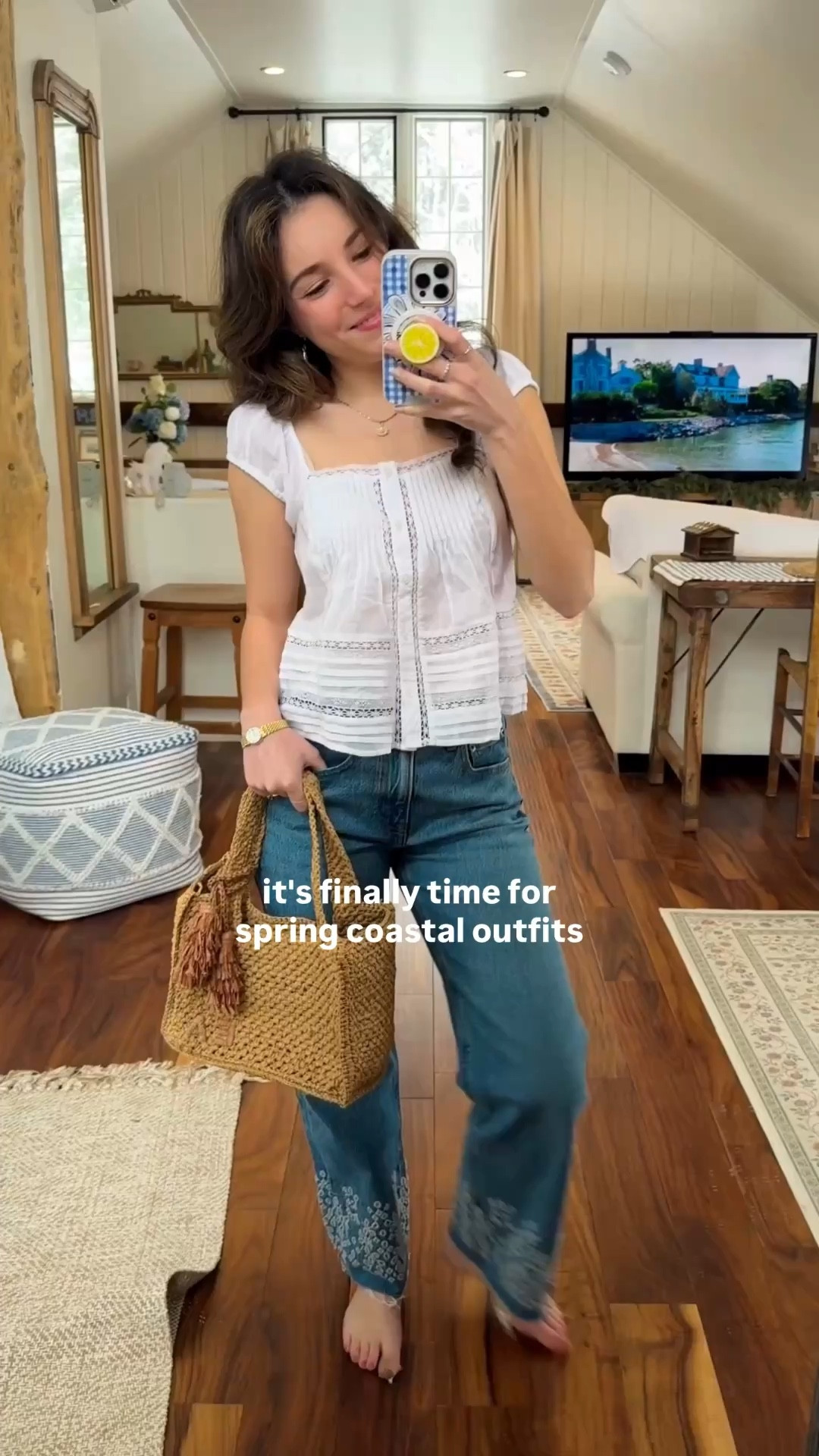 Coastal spring outfit from @jcrew and @abercrombie ! 🤍🌊

I am 5 foot 3 wearing XS and 25 Short in the embriodered jeans!

Coastal grandmother / coastal granddaughter / spring denim / classic fashion / preppy style / white eyelit top / spring jeans / woven bag / spring outfits 

#LTKSeasonal #LTKootd #LTKgrwm