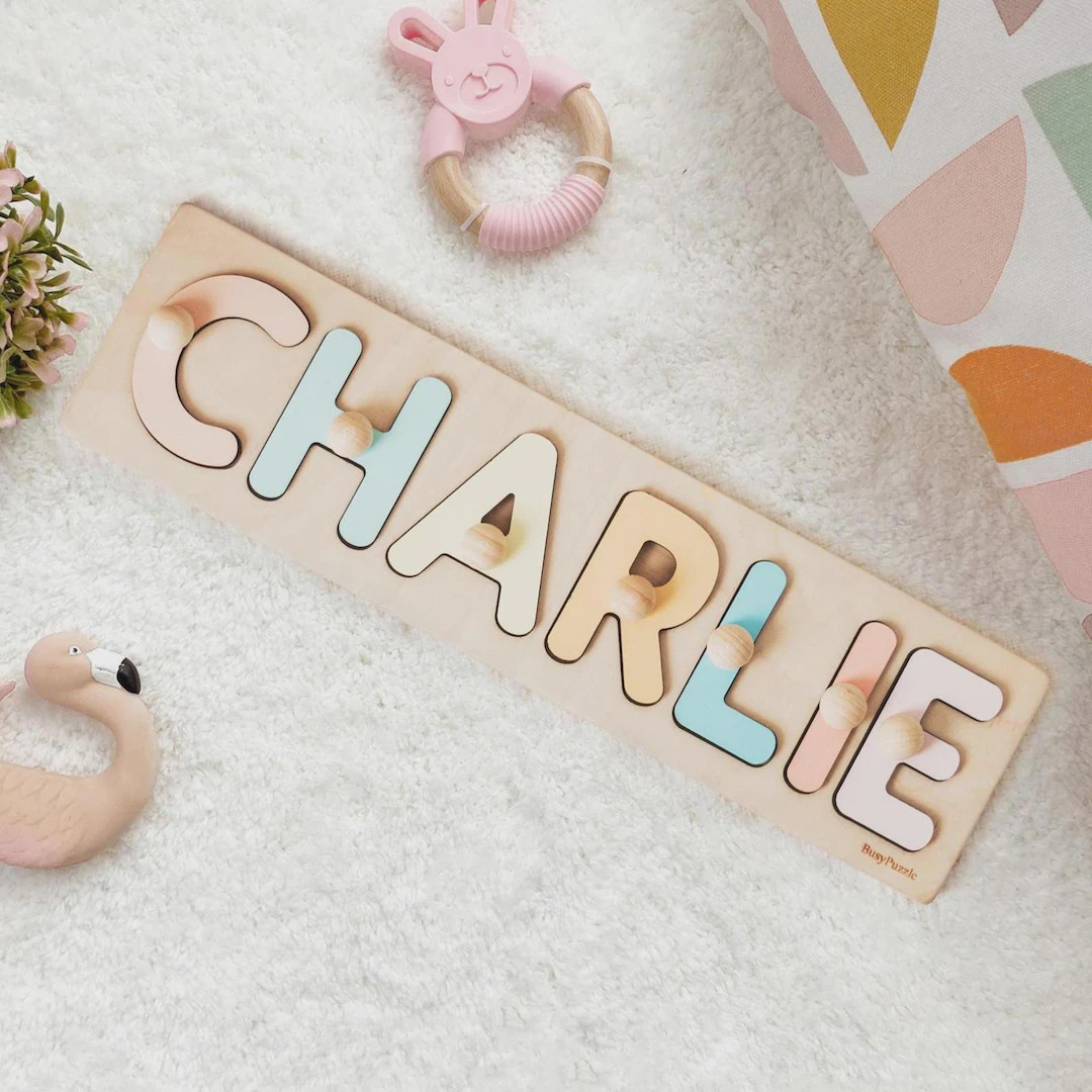 Personalized Baby Name Puzzle, Baby Shower Gift, 1st Birthday Gift, Custom Name Puzzle, Wooden Mo... | Etsy (US)