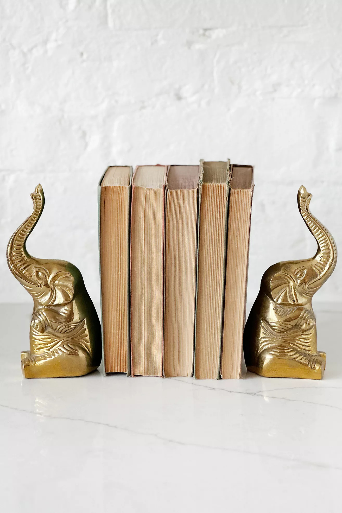 Old Flame Candle Co. Vintage Brass Elephant Bookend Pair | Anthropologie (US)