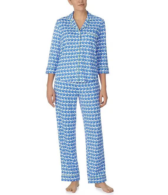 Brushed Jersey Llama Print 3/4 Sleeve Notch Collar Coordinating Pajama Set | Dillard's