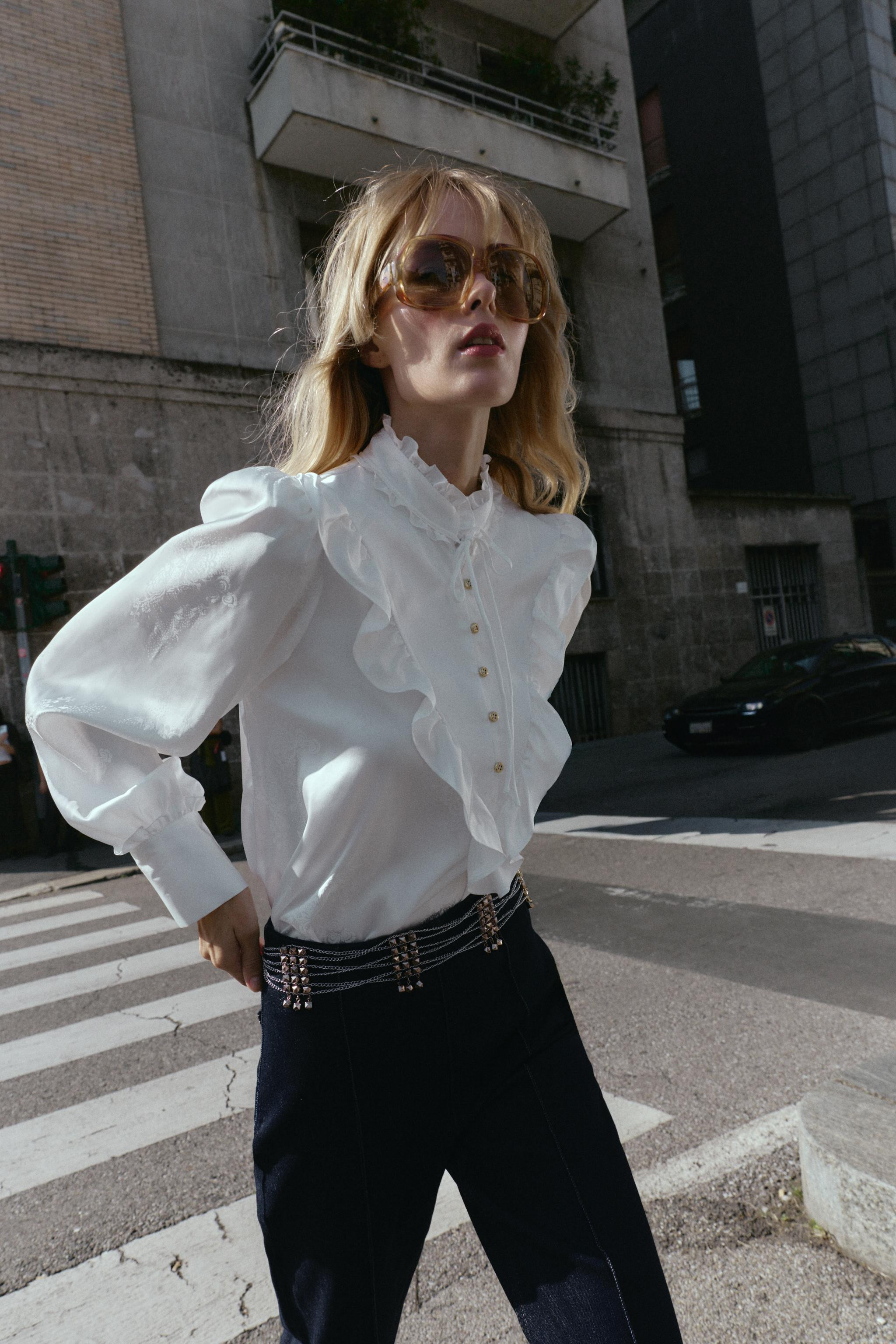 JACQUARD SATIN EFFECT BLOUSE | Zara US