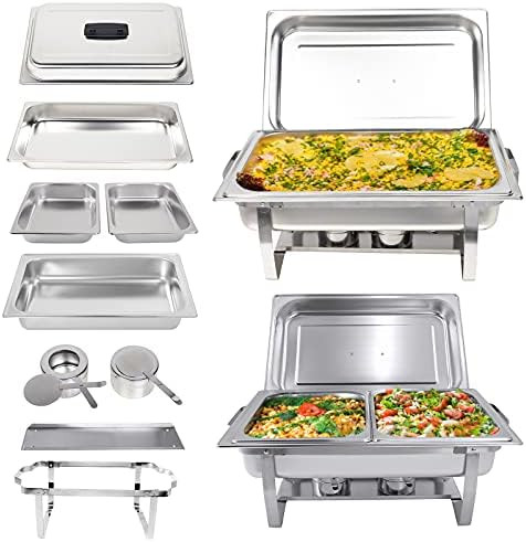 Amazon.com: Valgus 2-Pack 8QT Stainless Steel Chafing Dish Buffet Chafer Set with Foldable Frame ... | Amazon (US)