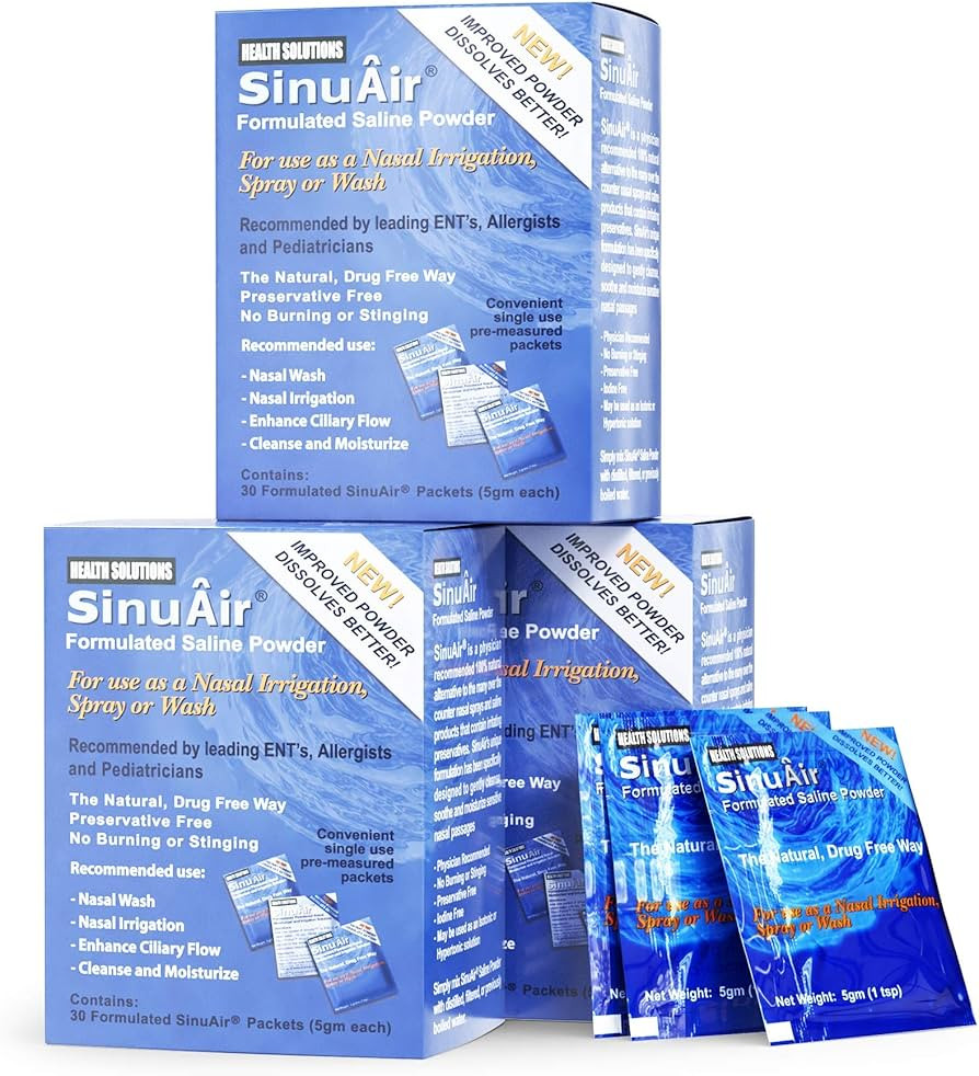 SinuAir Saline Packets for Sinus Rinse - Premixed Salt Solution Powder for SinuPulse Elite System... | Amazon (US)