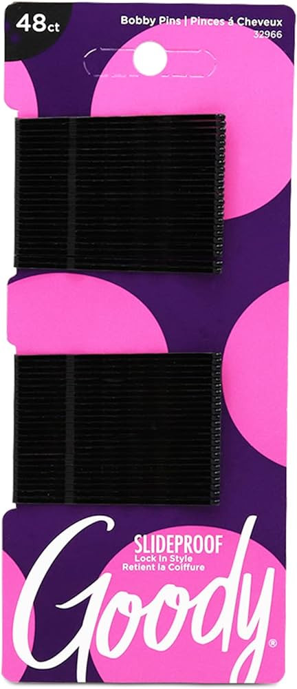 Goody Slideproof Women's Bobby Pin - 48 Count, Crimpled Black - 2 Inch Pins Help Keep Hairs In Pl... | Amazon (US)
