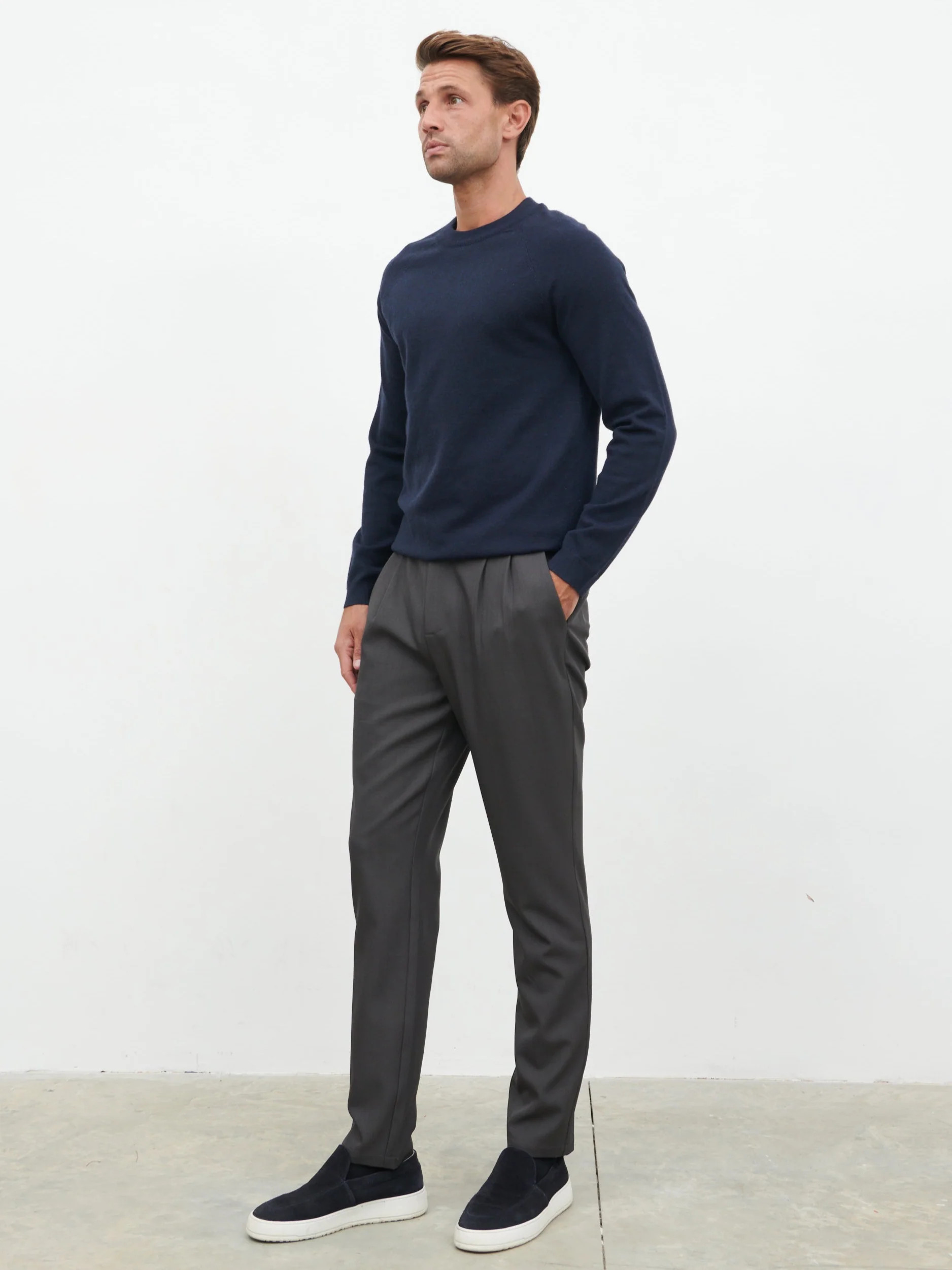 Axton Tailored Trousers - Charcoal | NOBL