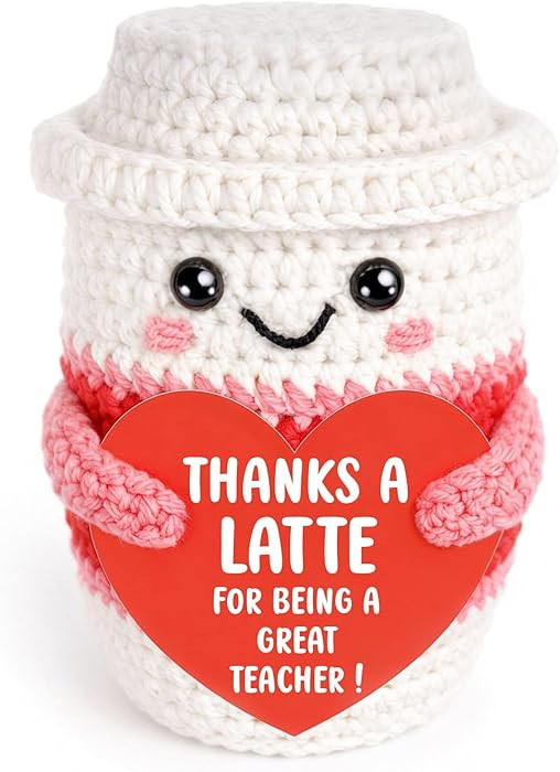 Teacher Appreciation Gifts for Women Teachers, Handmade Crochet Latte Figure with “Thanks A Lat... | Amazon (US)