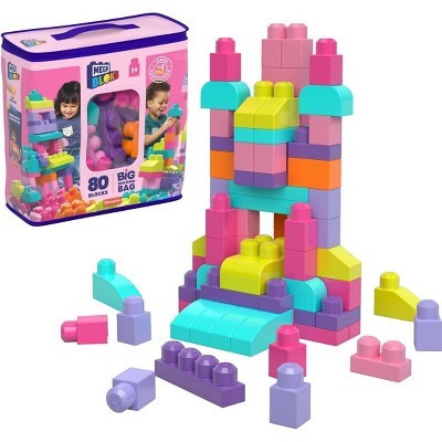 MEGA BLOKS Fisher-Price Toy Blocks Pink Big Building Bag with Storage 80pc | Target