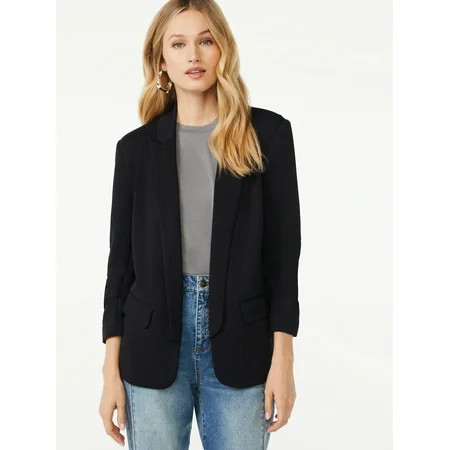 Scoop Women s Scrunch Sleeve Scuba Blazer | Walmart (US)