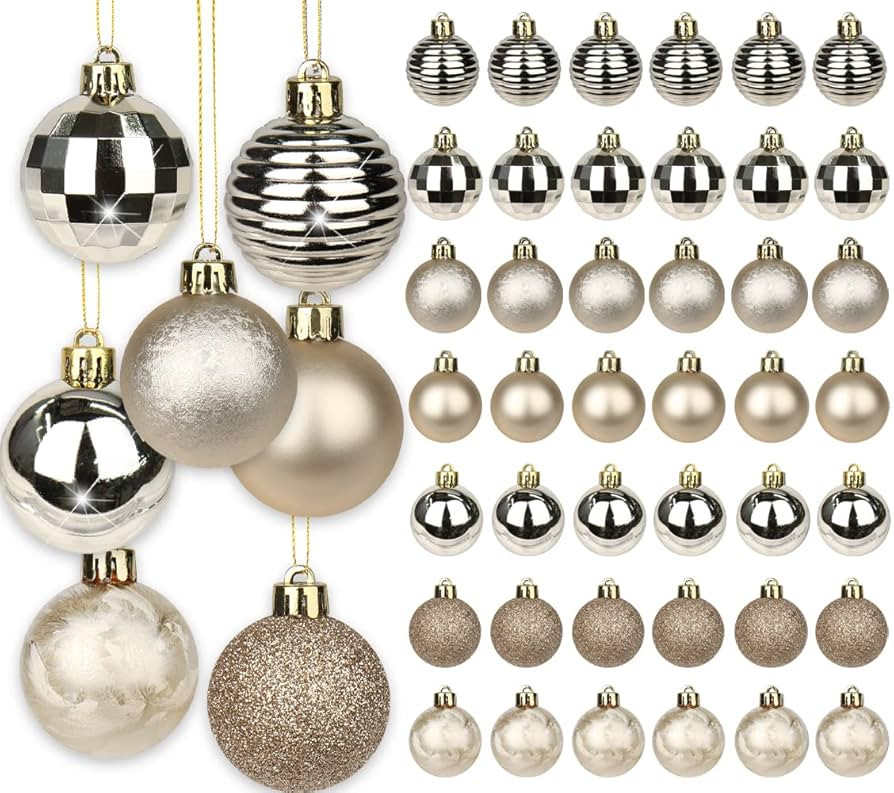 1.57" Christmas Ball Ornaments Shatterproof Champagne Large Christmas Ornaments Hanging Balls Chr... | Amazon (US)