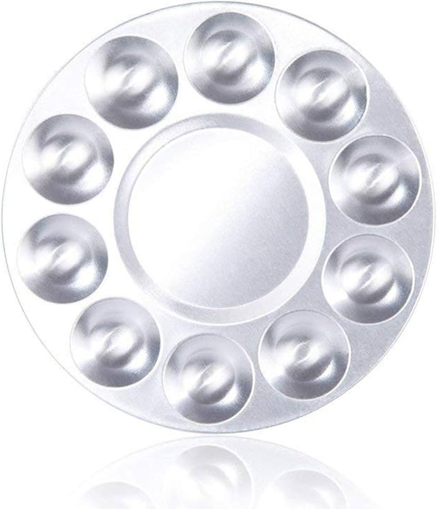 JKJF 2 Pcs Round Paint Tray Palettes, Metal 10 Well, for Artist Watercolours DIY Craft Profession... | Amazon (US)