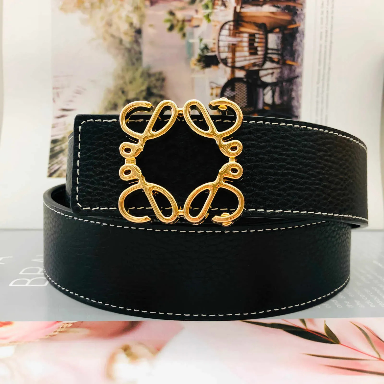 Fashion Double-sided Lychee Grain Belt Luxury Men Women Designer Belt Width 3.8cm Gold Silver Smo... | DHGate
