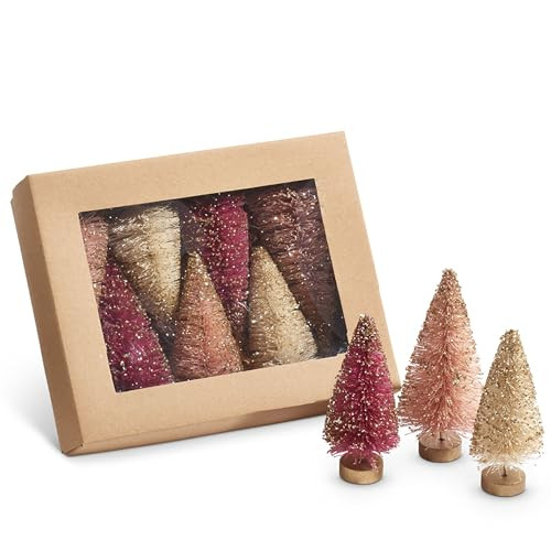 RAZ Imports Bottle Brush Trees, 4.5-inch Length, Pink, Ivory, Set of 7, Christmas, Home Decor | Amazon (US)