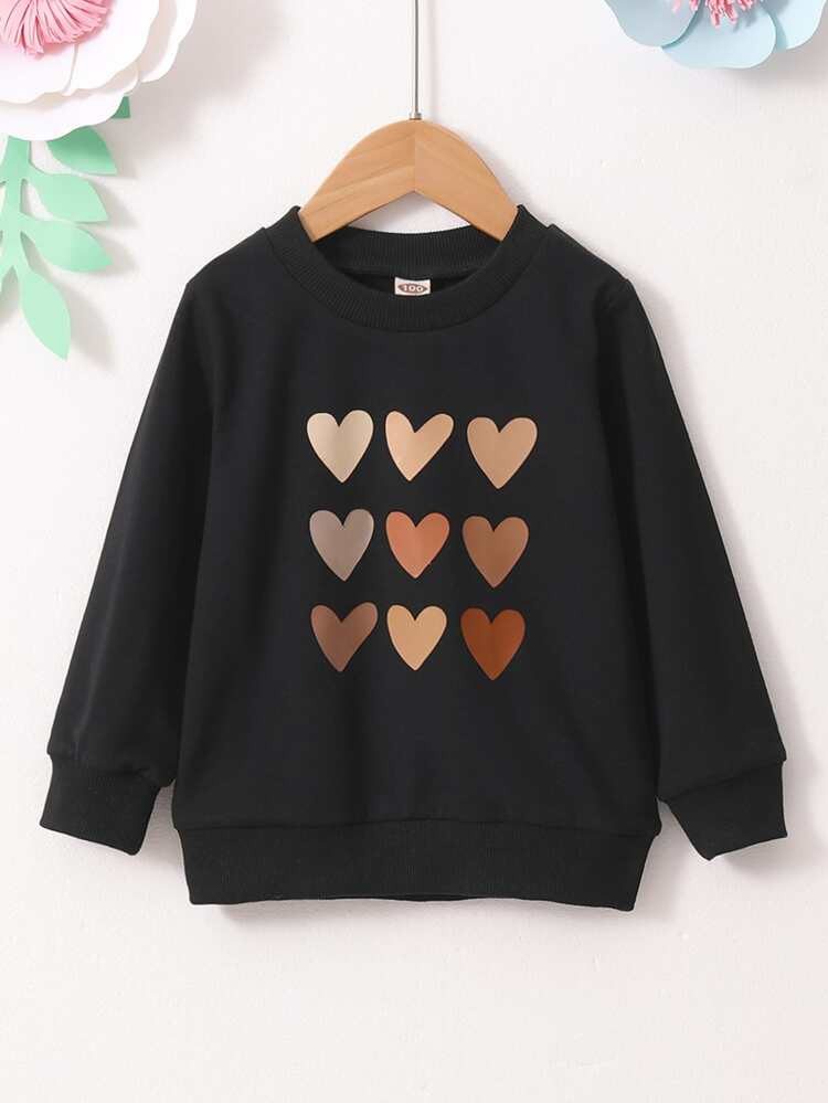 Toddler Girls Heart Print Sweatshirt | SHEIN