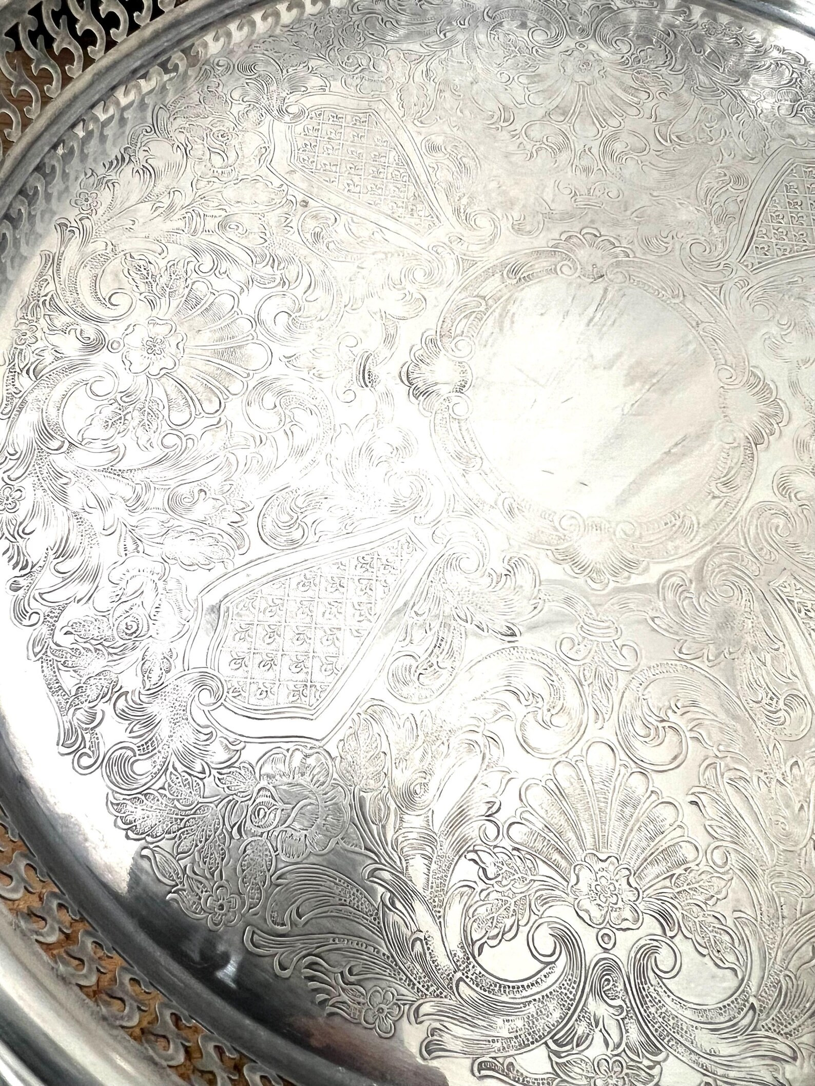 Vintage Silver Plated Tray Round Decor Cottage Core Wedding - Etsy | Etsy (US)