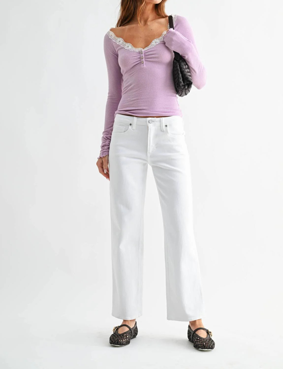 Stretchy Straight Denim Jeans In White | Shop Simon