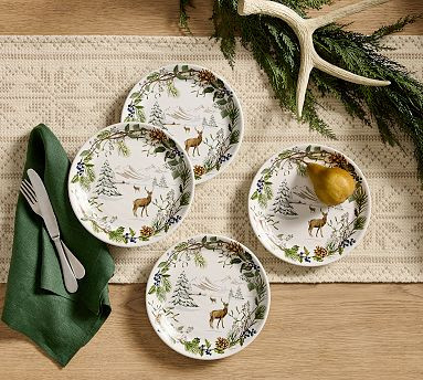 Winter Stag Stoneware Salad Plates - Set of 4 | Pottery Barn (US)