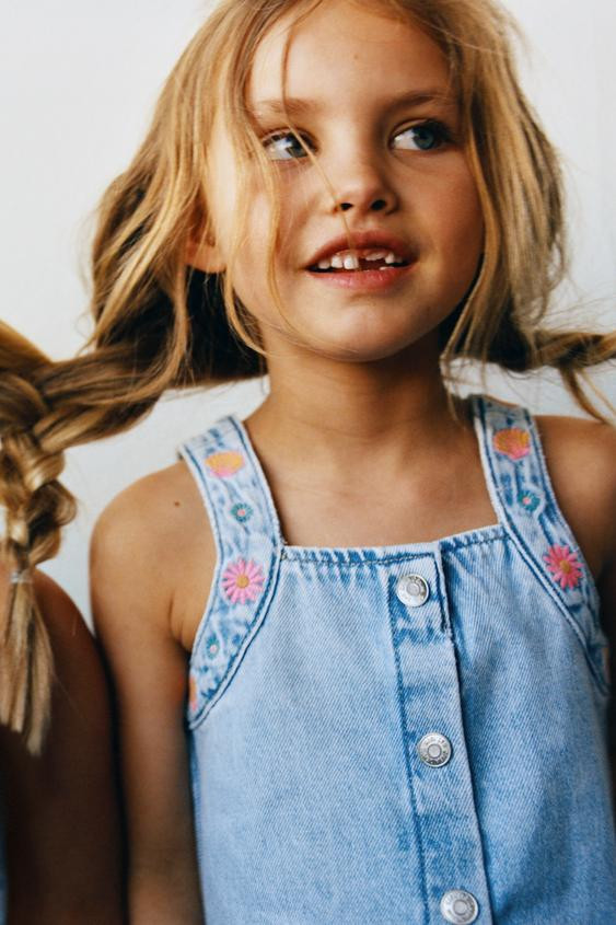 EMBROIDERED DENIM TOP | Zara US