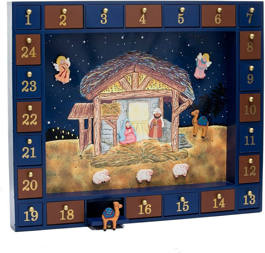 Kurt Adler J3767 Wooden Nativity Advent Calendar with 24 Magnetic Piece | Amazon (US)