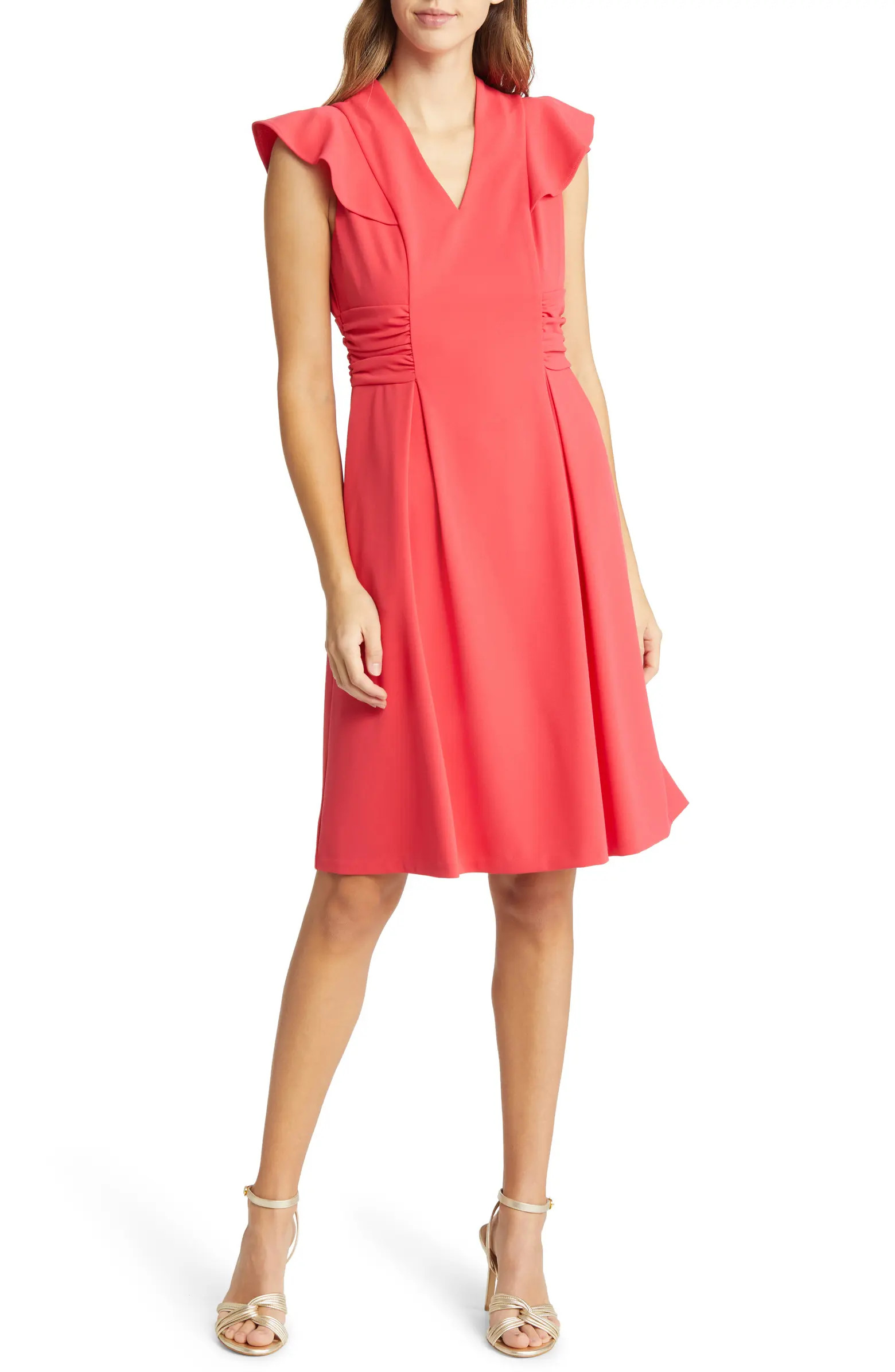 Side Ruched Flutter Sleeve Dress | Nordstrom