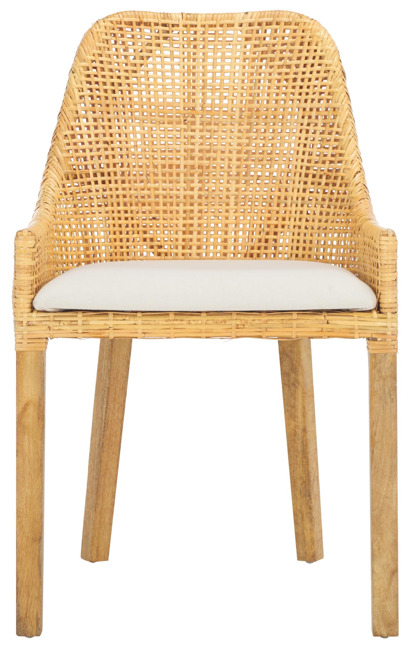 SAFAVIEH Home Collection Altha Tropical White/Natural/Brown Rattan Dining Chair with Cushion (Ful... | Amazon (US)