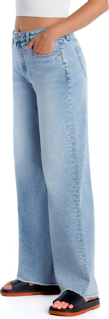 Happy Shaggy High Waist Raw Hem Wide Leg Jeans | Nordstrom