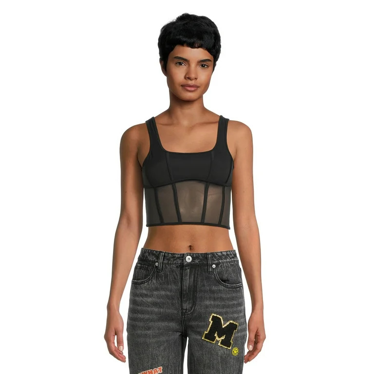 No Boundaries Juniors Mesh Square Neck Bustier | Walmart (US)