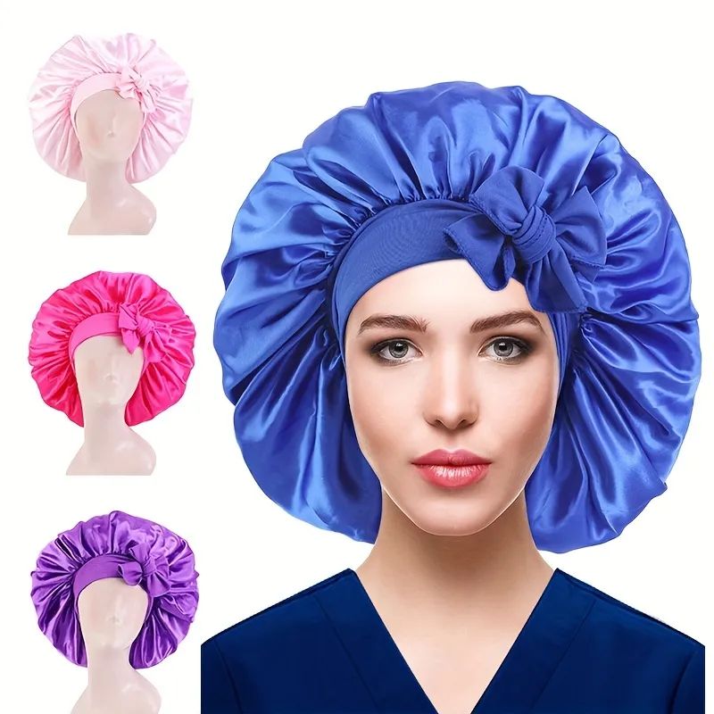 Large Satin Bonnet With Stretchy Tie Band For Women Soft Jumbo Satin Bonnets For Sleeping | Temu Affiliate Program
