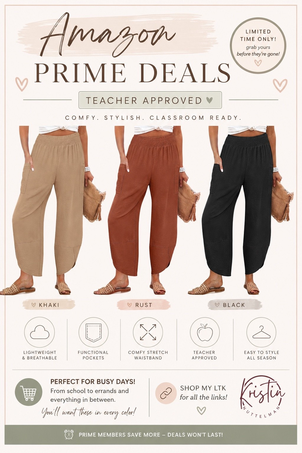 Teacher approved and Prime Deal approved! 🍎✨

These comfy pants are perfect for long school days, errands, and everything in between. Grab your favorite color before the deal ends!

🛒 Shop my LTK for links.

#LTKSaleAlert #LTKWorkwear #LTKActive
