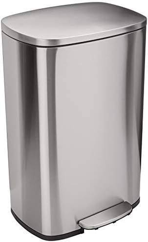 Amazon Basics 50 Liter / 13.2 Gallon Soft-Close, Smudge Resistant Trash Can with Foot Pedal - Bru... | Amazon (US)