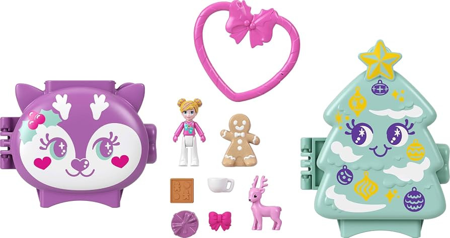 Polly Pocket Mini Toys, Holiday Stackable Compact Playset Bundle with Micro Doll, Accessories, Pe... | Amazon (US)