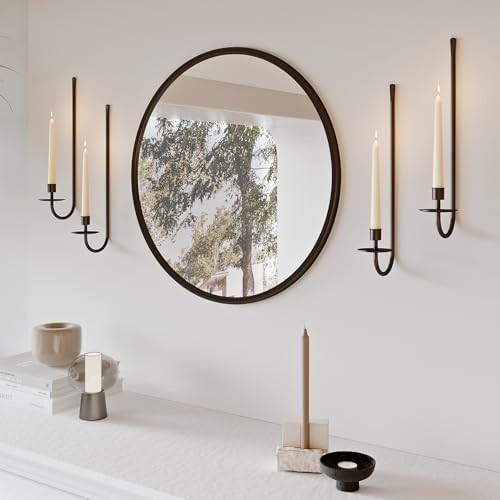 Metal Wall Candle Sconce Holder Set of 4 Wall Mount Candle Holder Pillar Holder Black Modern Wall... | Amazon (US)
