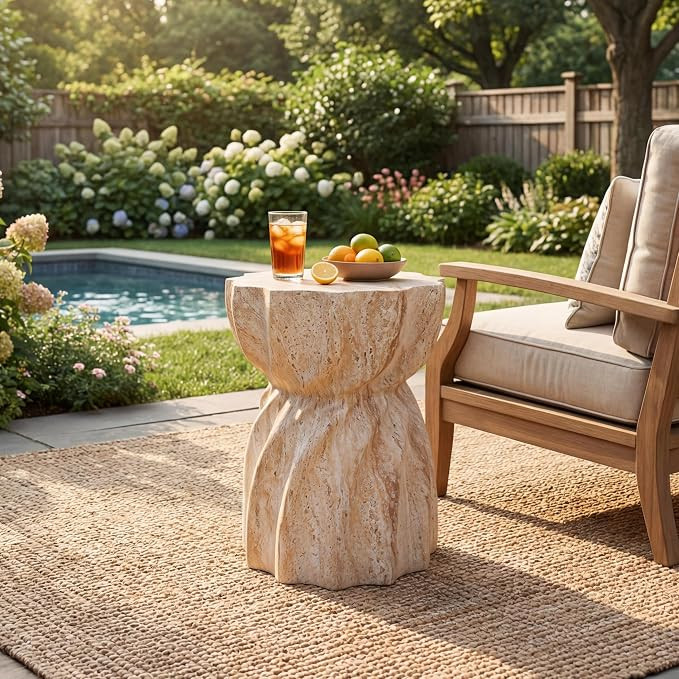 Christopher Knight Home Claire Outdoor Side Table with A Sunburst Tabletop and Hourglass Shape, S... | Amazon (US)