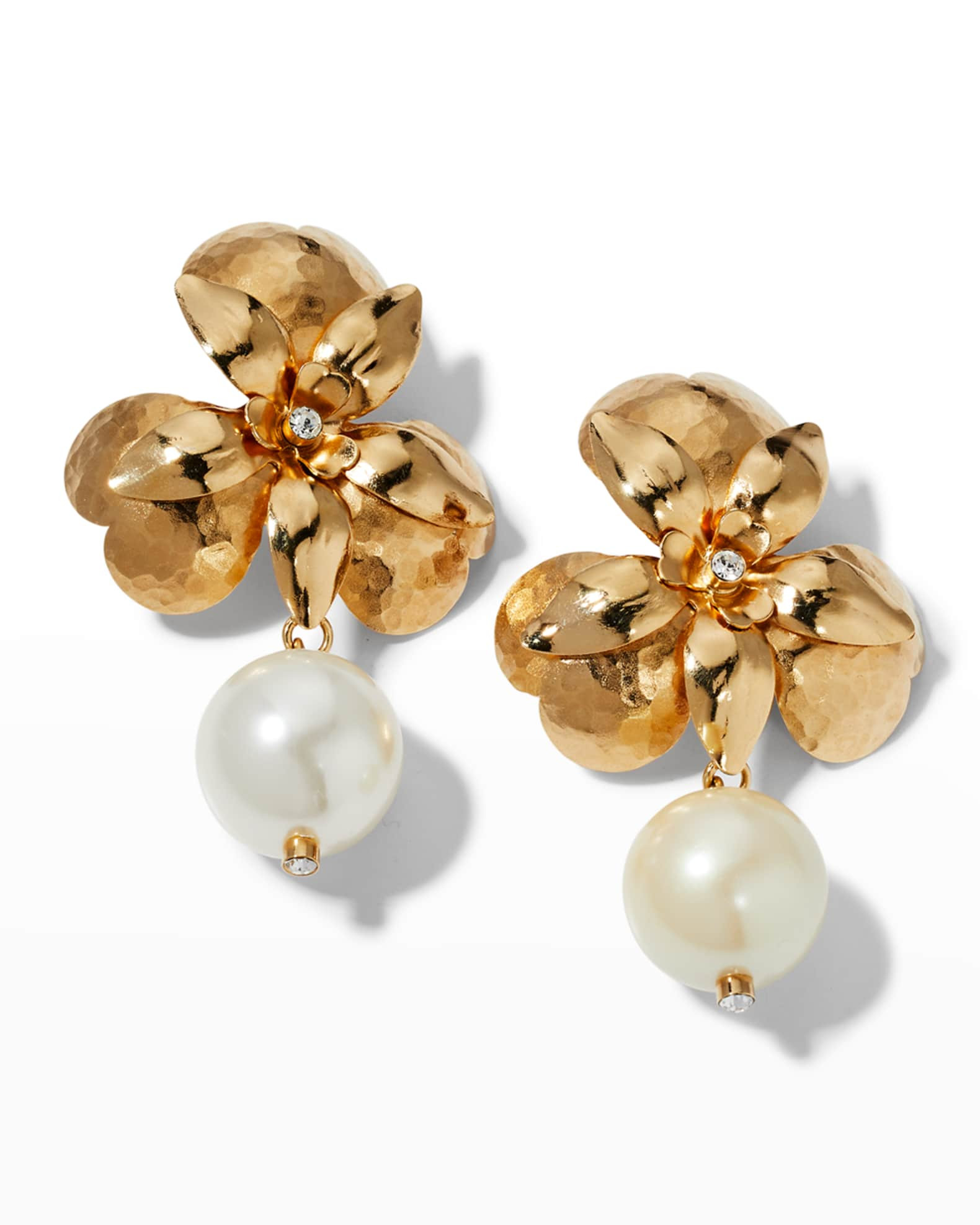 Carolina Herrera Flower Pearly Drop Earrings | Neiman Marcus