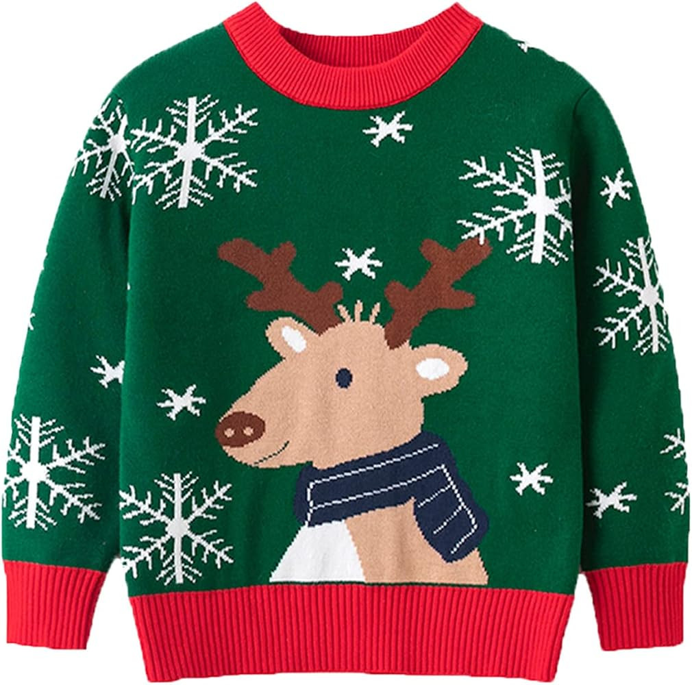 Toddler Boy Girl Christmas Sweater Knite Pullover Xmas Reindeer Elk Snowman Cartoon Sweatshirts T... | Amazon (US)