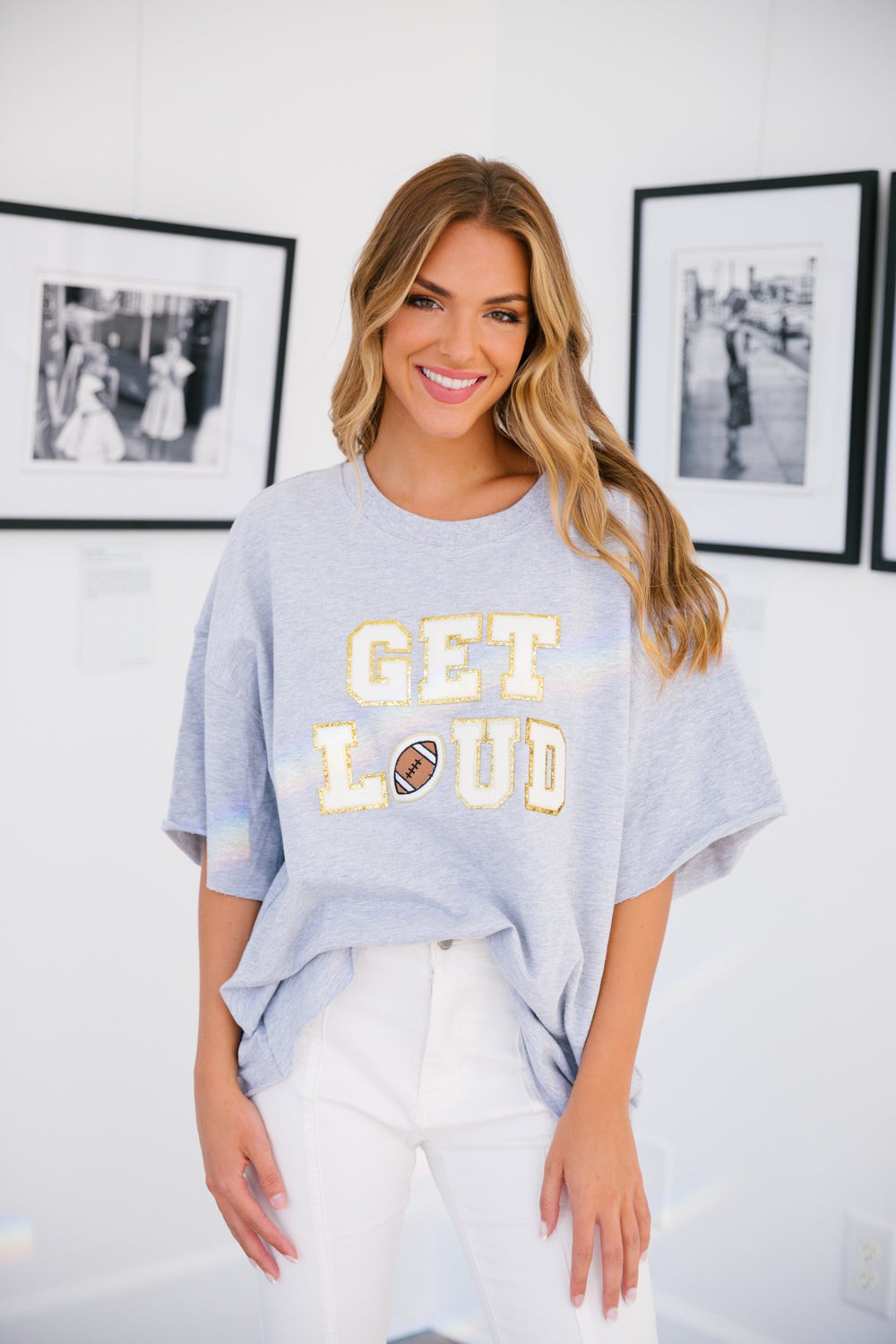 GET LOUD GREY FOOTBALL TEE | Judith March