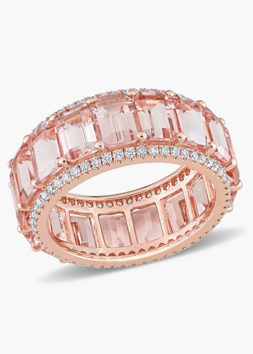 Rose gold Gemstone & Diamond Eternity Ring 14k