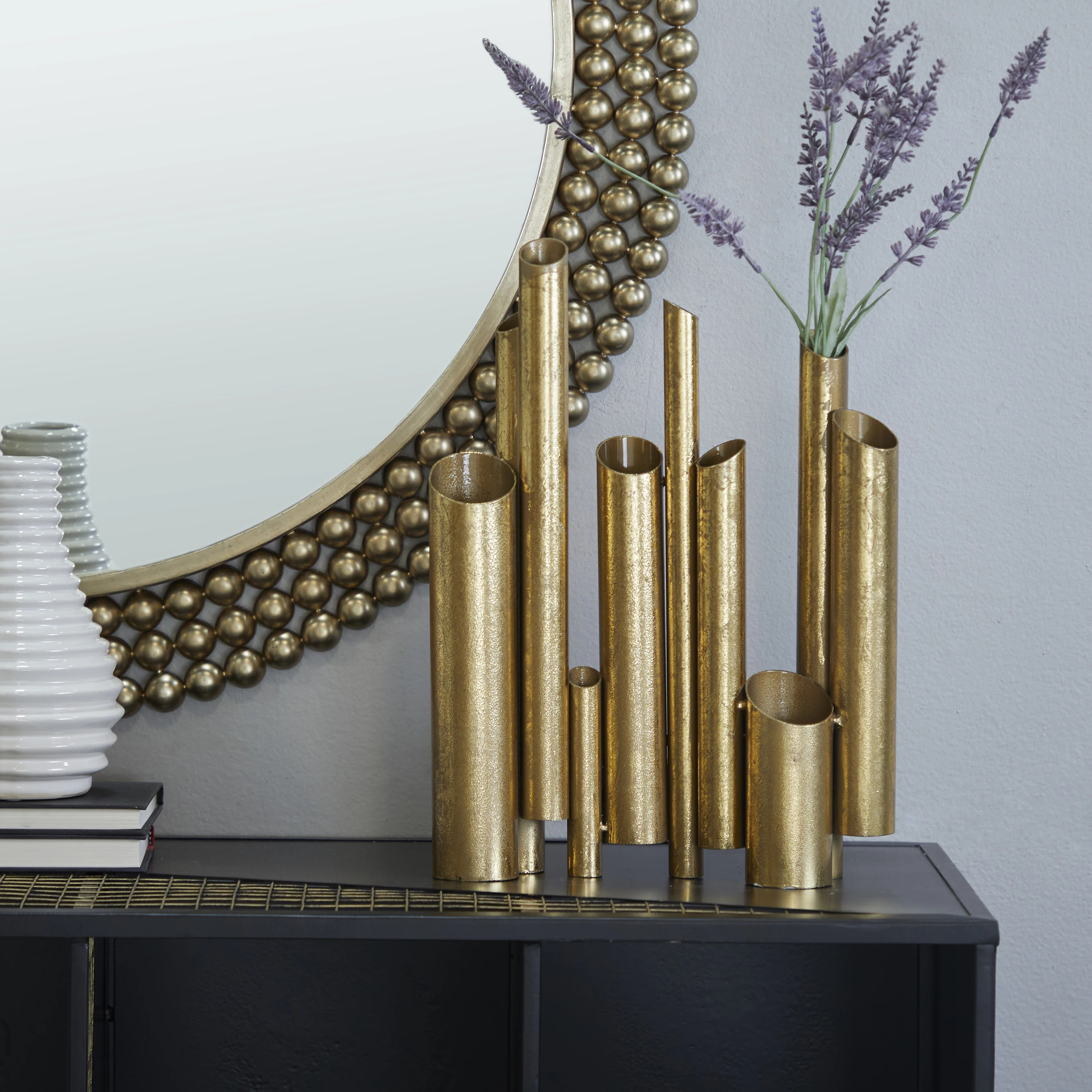 Gold Metal Organ Pipe Decorative Vase, 11" x 3" x 14 | Wayfair North America