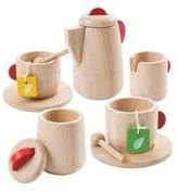 PlanToys Wooden Tea Set (3433) | Sustainably Made from Rubberwood and Non-Toxic Paints and Dyes | Amazon (US)