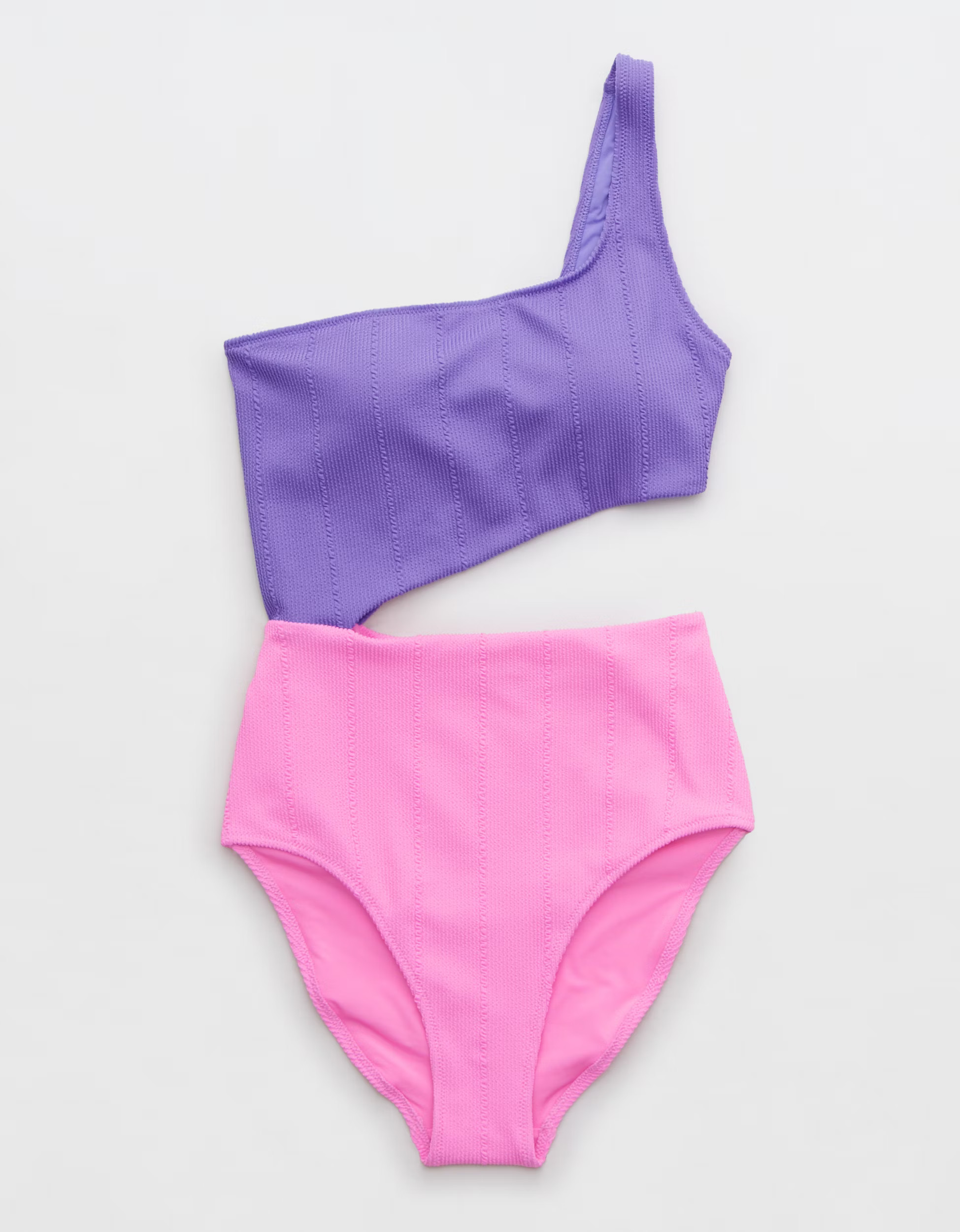 Aerie Crinkle Asymmetrical Cut Out One Piece Swimsuit | American Eagle Outfitters (US & CA)