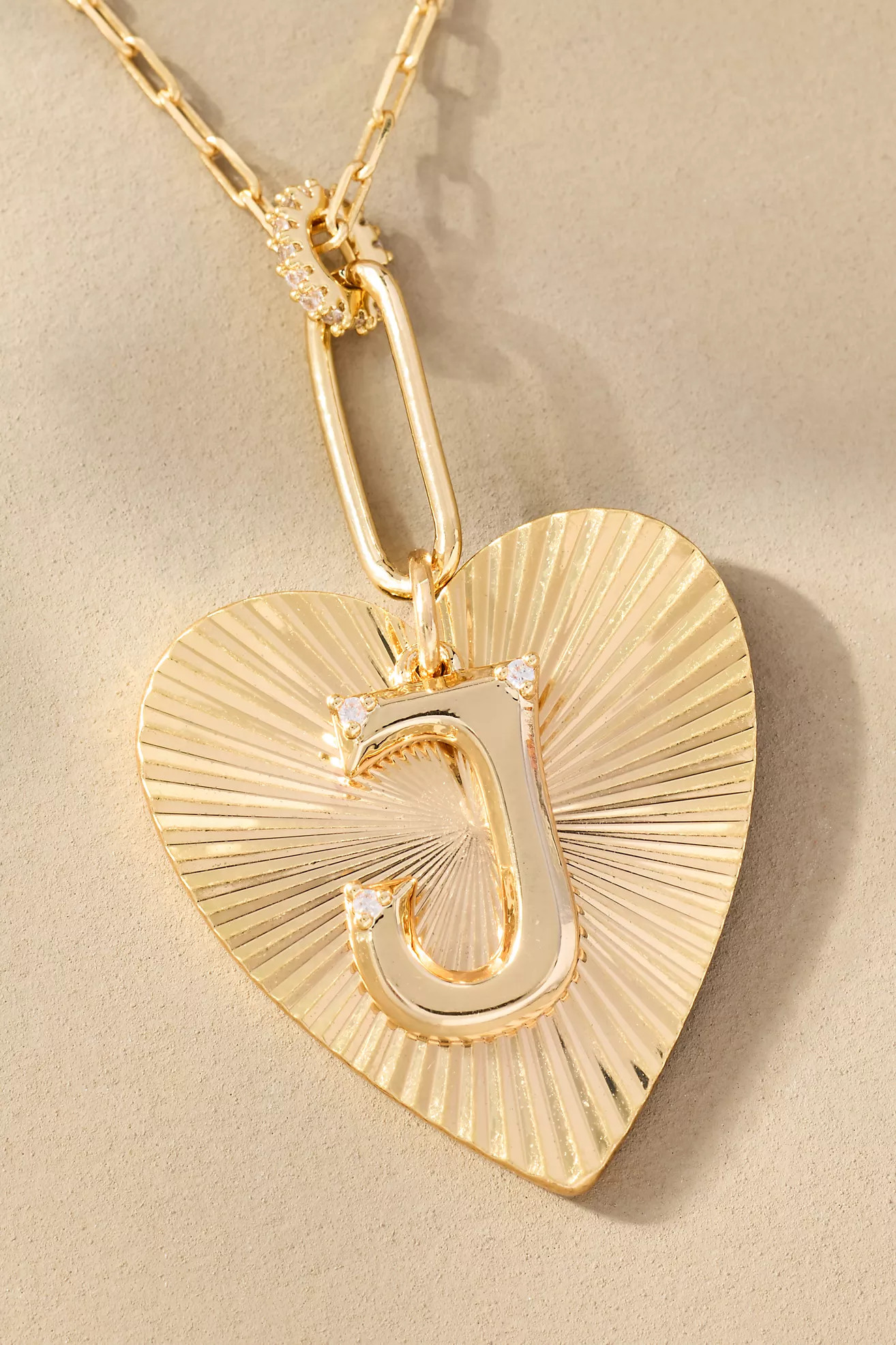 Fluted Heart Pendant Monogram Necklace | Anthropologie (US)