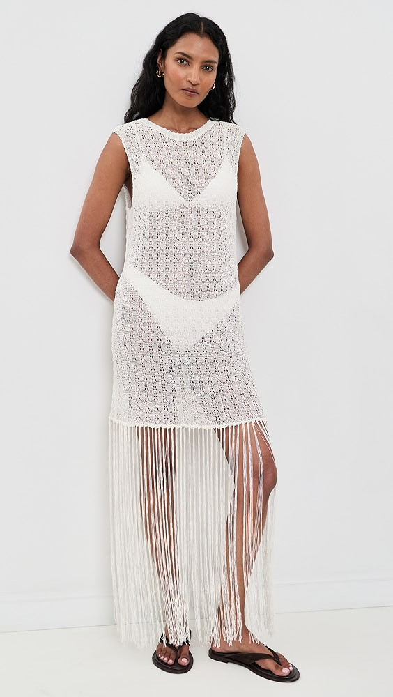 Shiny Pointelle Fringe Dress | Shopbop