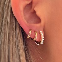 Pearl Hoop Earrings - White Jewelry Gold Mini Hoops With Pearls Handmade Personalized Gifts Gift For Her | Etsy (US)