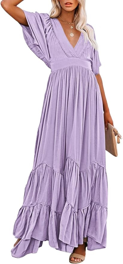 Linsery Maxi Dress for Women Summer Dresses Boho Flowy Long Dress | Amazon (US)