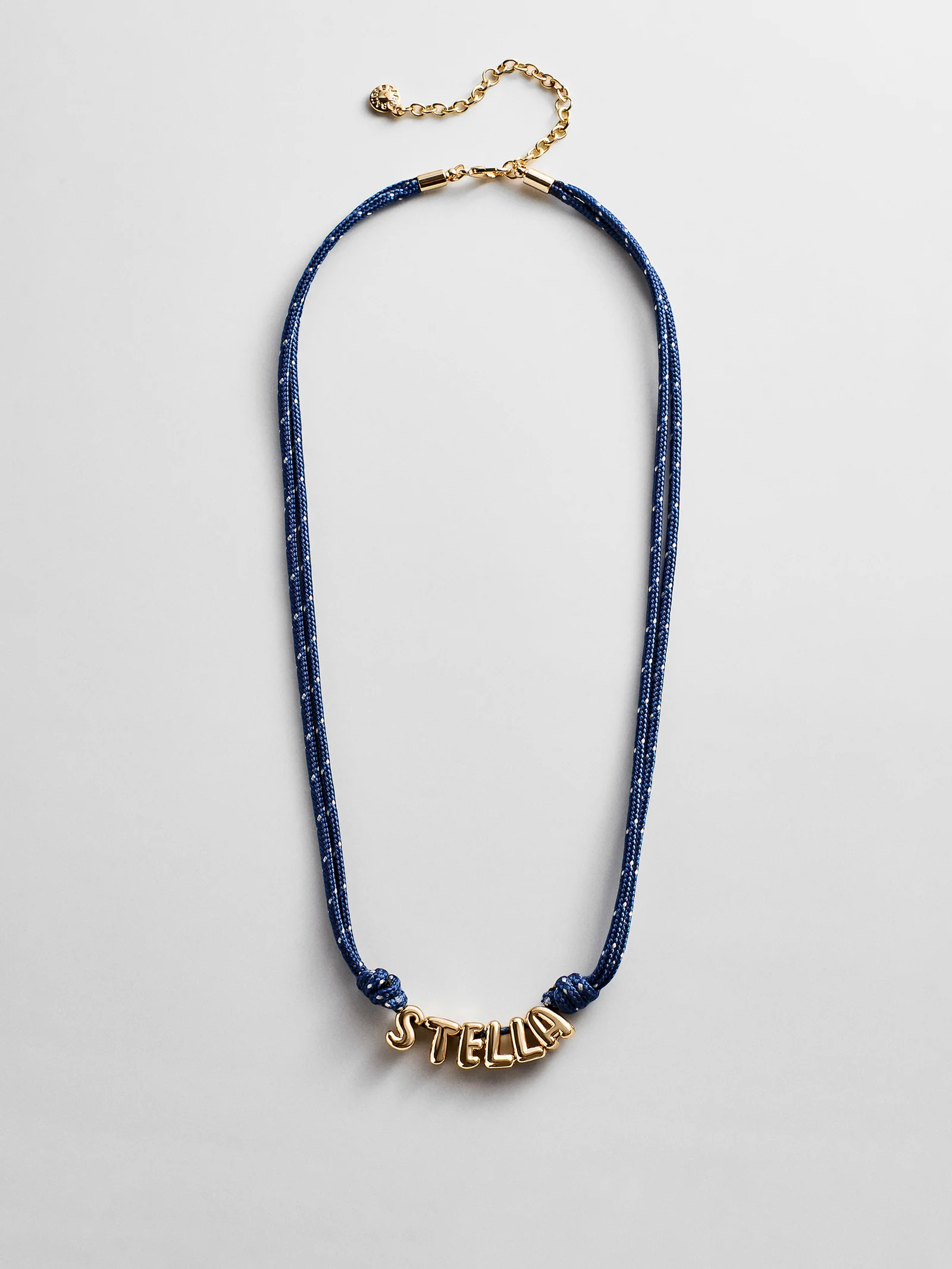 Bubble Letter Custom Paracord Necklace - Navy/White | BaubleBar