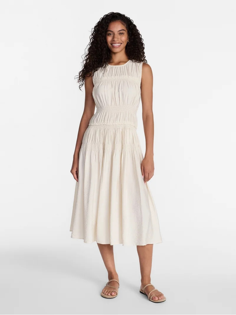 Time and Tru Women's Sleeveless Smocked Midi Dress, Sizes XS-XXXL | Walmart (US)