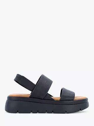 Dune Location Leather Padded Flatform Sandals, Black | John Lewis (UK)