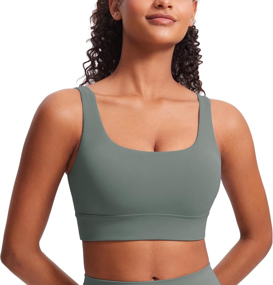 CRZ YOGA Butterluxe U Back Longline Sports Bras for Women - Scoop Neck Padded Yoga Workout Crop T... | Amazon (US)