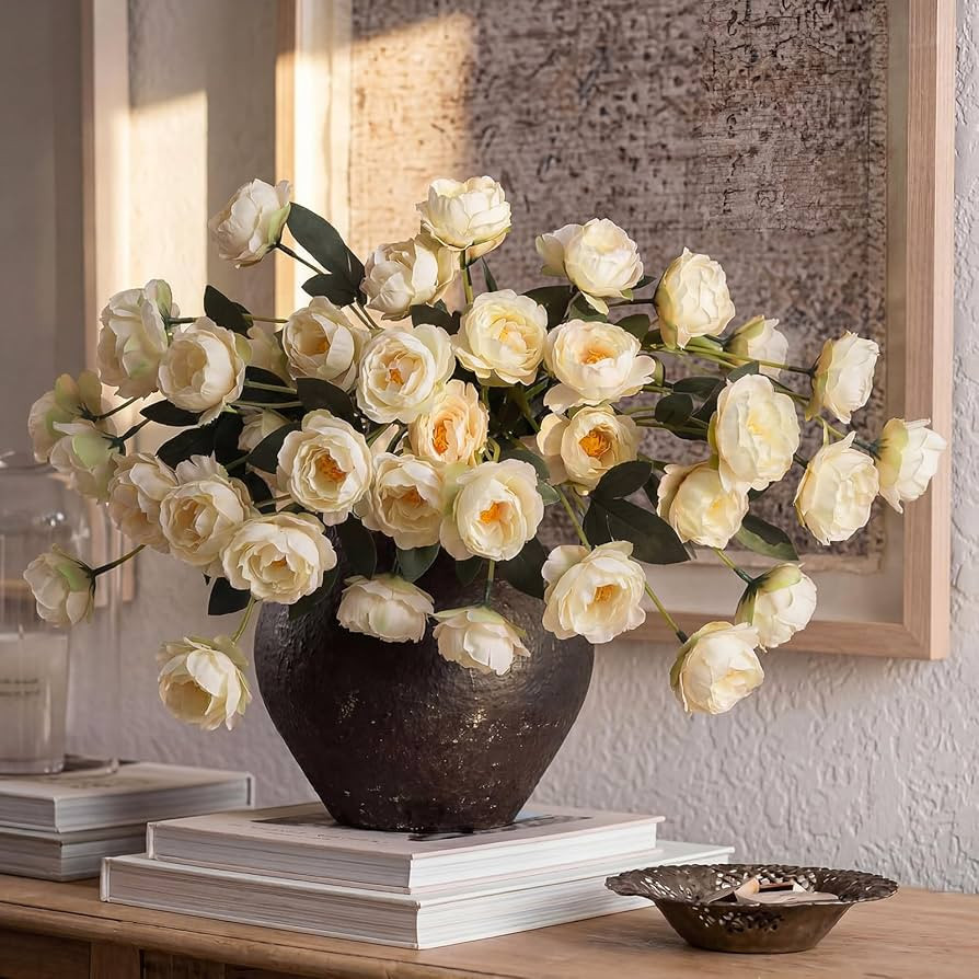 12 Pcs 32" Artificial Peonies Flowers for Vase(Vase Not Included)- Each Stem 7 Silk Heads Faux Pe... | Amazon (US)