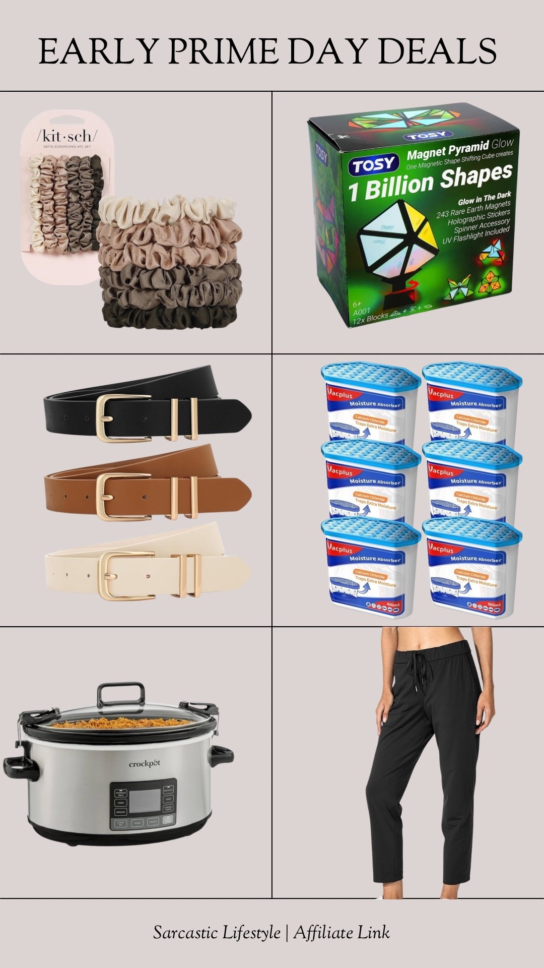 Early prime day deals!

Joggers. Moisture absorbers. Crock pot. Slow cooker. Belts. Scrunchies. Toy.

#LTKSaleAlert #LTKHome #LTKKids